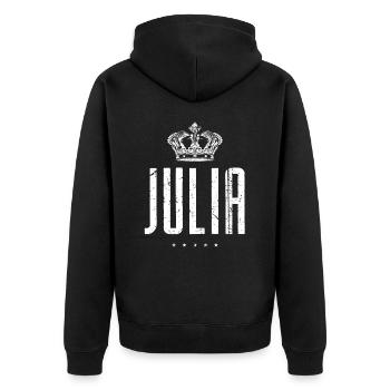 Julia - Unisex Premium Bio Zip Hoodie - Schwarz - Hinten - Nico (187cm)