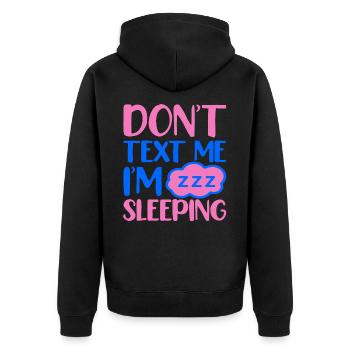keine nachricht ich schlafe - Unisex Premium Bio Zip Hoodie - Schwarz - Hinten - Nico (187cm)