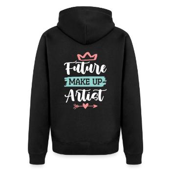 zukunft make up artist - Unisex Premium Bio Zip Hoodie - Schwarz - Hinten - Nico (187cm)