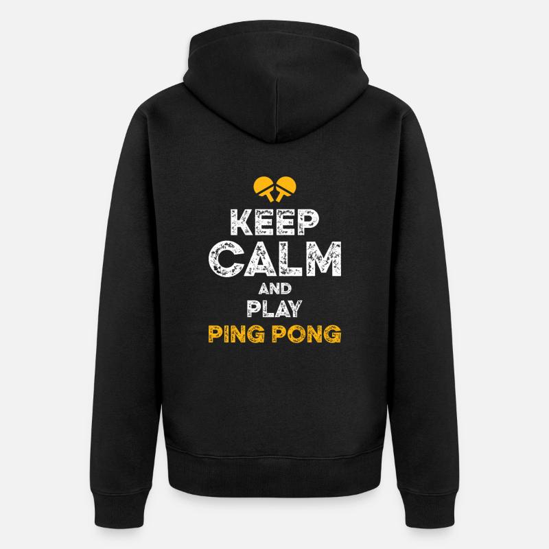 keep calm ping pong - Unisex Premium Bio Zip Hoodie - Schwarz