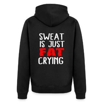 slogan sweat fitness - Veste à capuche bio Premium Unisexe - noir - Dos - Nico (187cm)