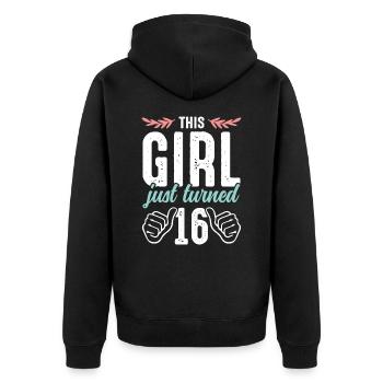 filles 16 anniversaire - Veste à capuche bio Premium Unisexe - noir - Dos - Nico (187cm)
