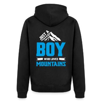 boy berge - Unisex Premium Bio Zip Hoodie - Schwarz - Hinten - Nico (187cm)