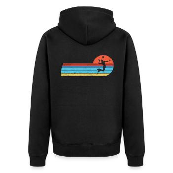 Volleyball Ball Volleyballer Vintage Volleyball - Unisex Premium Bio Zip Hoodie - Schwarz - Hinten - Nico (187cm)