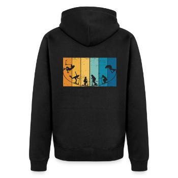 Tretroller Stuntscooter Skaterrampe Tretroller - Unisex Premium Bio Zip Hoodie - Schwarz - Hinten - Nico (187cm)