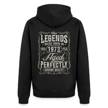 1972 Vintage Born Legends Vintage Birthday - Unisex Premium Organic Zip Hoodie - black - Back - Nico (187cm)