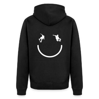 Skateboard Skater-Rampe Skaten Skating - Unisex Premium Bio Zip Hoodie - Schwarz - Hinten - Nico (187cm)