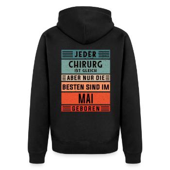 Krankenhaus Arzt Geburtstag Mai geboren Chirurg - Unisex Premium Bio Zip Hoodie - Schwarz - Hinten - Nico (187cm)