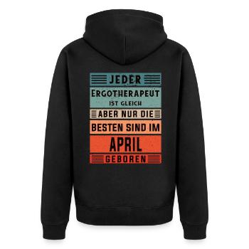 Anniversaire d’ergothérapie Naissance d’avril - Veste à capuche bio Premium Unisexe - noir - Dos - Nico (187cm)
