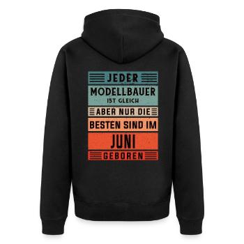 Technischer Geburtstag Juni geboren Modellbauer - Unisex Premium Bio Zip Hoodie - Schwarz - Hinten - Nico (187cm)