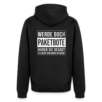 Paketfahrer Geburtstag lustiges Paketbote - Unisex Premium Bio Zip Hoodie - Schwarz - Hinten - Nico (187cm)