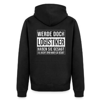 Logistik Geburtstag lustiges Logistiker - Unisex Premium Bio Zip Hoodie - Schwarz - Hinten - Nico (187cm)