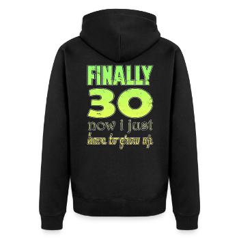 Enfin 30 maintenant je n’ai plus qu’à grandir - Veste à capuche bio Premium Unisexe - noir - Dos - Nico (187cm)