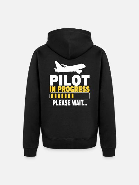 Pilot In Progress Please Wait - Unisex Premium Bio Zip Hoodie - Schwarz