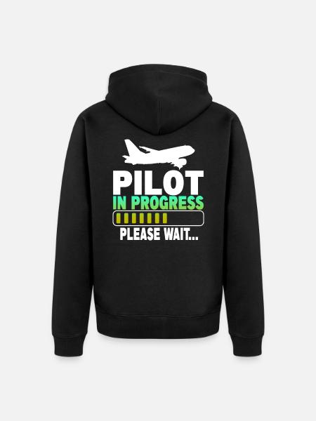 Pilot In Progress Please Wait - Unisex Premium Bio Zip Hoodie - Schwarz