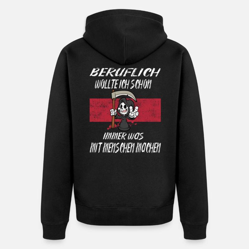 Beruflich Sensenmann - Unisex Premium Bio Zip Hoodie - Schwarz