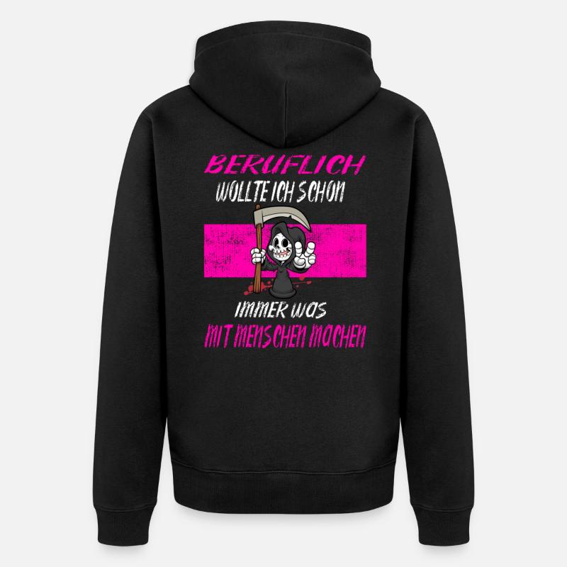 Beruflich Sensenmann - Unisex Premium Bio Zip Hoodie - Schwarz