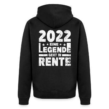 2022 eine Legende geht in Rente - Unisex Premium Bio Zip Hoodie - Schwarz - Hinten - Nico (187cm)