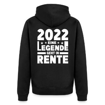 2022 eine Legende geht in Rente - Unisex Premium Bio Zip Hoodie - Schwarz - Hinten - Nico (187cm)
