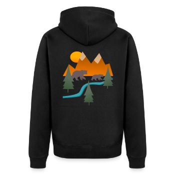 Montagnes Randonnée Bears River Paysage - Veste à capuche bio Premium Unisexe - noir - Dos - Nico (187cm)