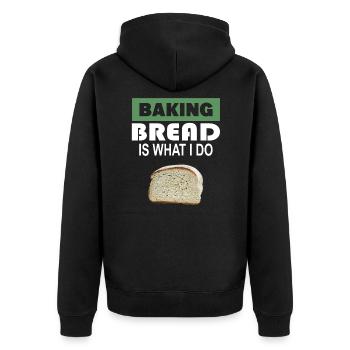 Brot Backen Bäcker - Unisex Premium Bio Zip Hoodie - Schwarz - Hinten - Nico (187cm)
