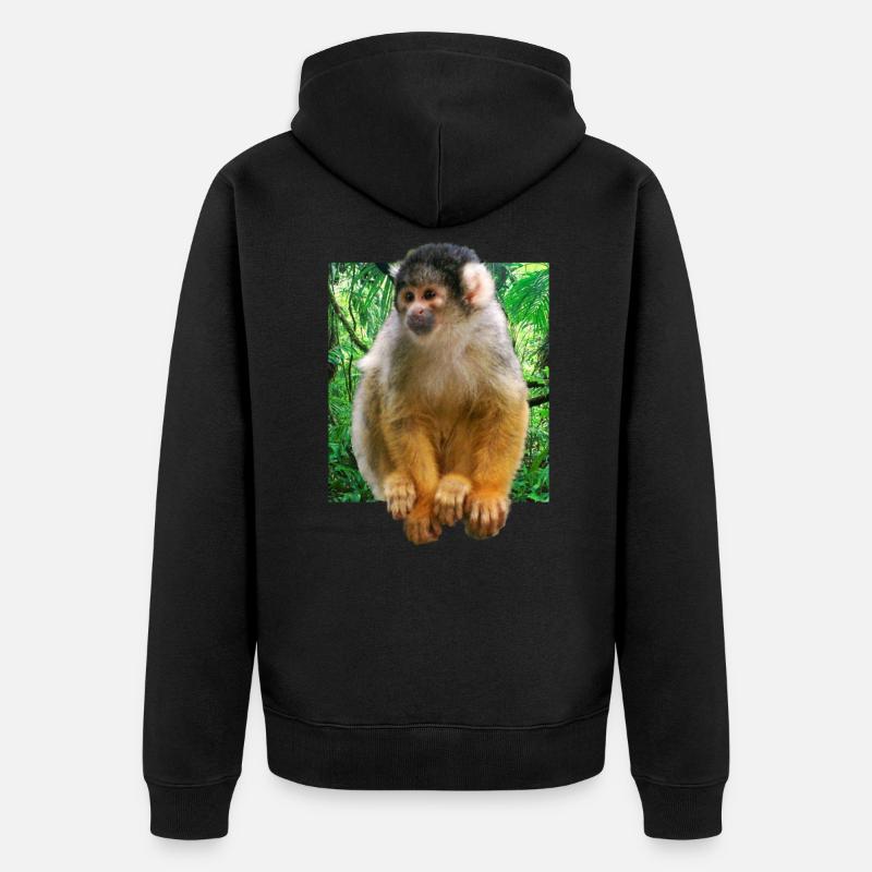 Skull monkey squirrel monkey - Unisex Premium Organic Zip Hoodie - black