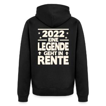 2022 Eine Legende geht in Rente - Unisex Premium Bio Zip Hoodie - Schwarz - Hinten - Nico (187cm)
