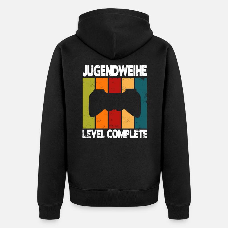 Jugendweihe Level Complete - Unisex Premium Bio Zip Hoodie - Schwarz