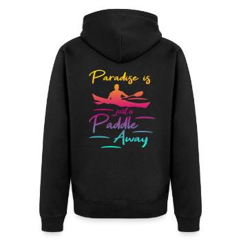 Kajak Kanu paddeln Paddelboot - Unisex Premium Bio Zip Hoodie - Schwarz - Hinten - Nico (187cm)