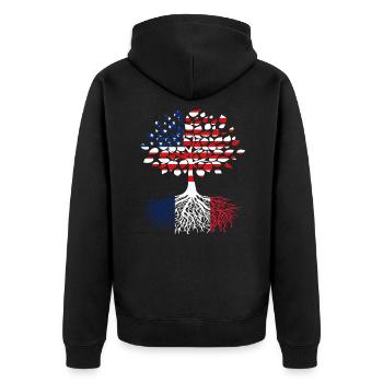 Racines Français des arbres américains - Veste à capuche bio Premium Unisexe - noir - Dos - Nico (187cm)