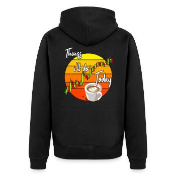 Kaffee und Trading - Unisex Premium Bio Zip Hoodie - Schwarz - Hinten - Nico (187cm)