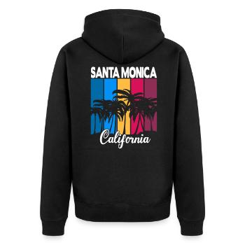 Vintage Santa Monica California Palmen - Unisex Premium Bio Zip Hoodie - Schwarz - Hinten - Nico (187cm)