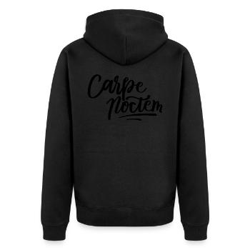 Carpe Noctem - Unisex Premium Bio Zip Hoodie - Schwarz - Hinten - Nico (187cm)