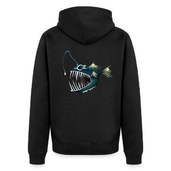 frogfish - Unisex Premium Organic Zip Hoodie - black - Back - Nico (187cm)