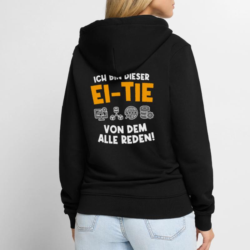 IT Abteilung Techniker Ei-Tie Computer Netzwerk Unisex Premium Bio Zip Hoodie
