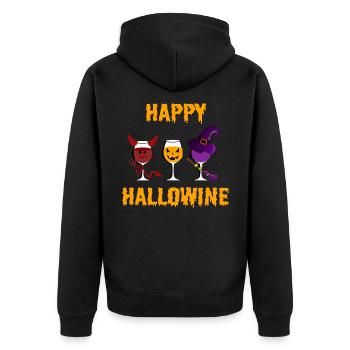 Joyeux Hallowine Vin Diable Sorcière Citrouille Halloween - Veste à capuche bio Premium Unisexe - noir - Dos - Nico (187cm)