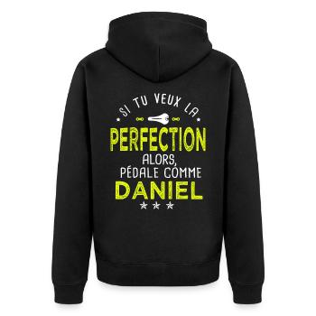 daniel si tu veux la perfection à vélo cycliste - Veste à capuche bio Premium Unisexe - noir - Dos - Nico (187cm)