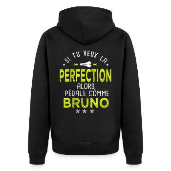 bruno si tu veux la perfection à vélo cycliste - Veste à capuche bio Premium Unisexe - noir - Dos - Nico (187cm)