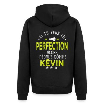 kévin si tu veux la perfection à vélo cycliste - Veste à capuche bio Premium Unisexe - noir - Dos - Nico (187cm)