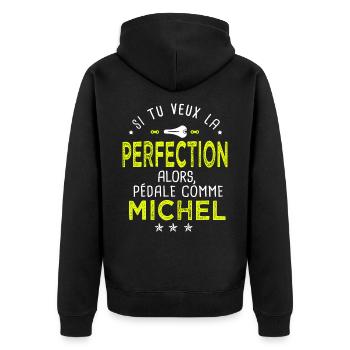 michel si tu veux la perfection à vélo cycliste - Veste à capuche bio Premium Unisexe - noir - Dos - Nico (187cm)