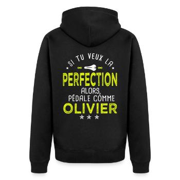 olivier si tu veux la perfection à vélo cycliste - Veste à capuche bio Premium Unisexe - noir - Dos - Nico (187cm)