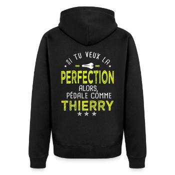 thierry si tu veux la perfection à vélo cycliste - Veste à capuche bio Premium Unisexe - noir - Dos - Nico (187cm)