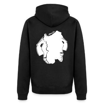 Mamuthones Sardinien - Unisex Premium Bio Zip Hoodie - Schwarz - Hinten - Nico (187cm)