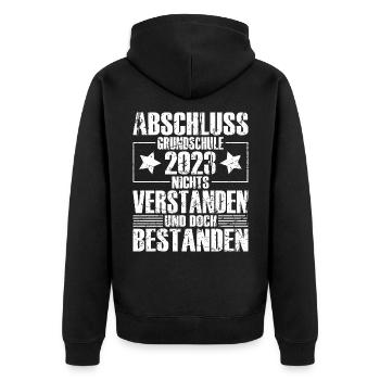 Abschluss 2023 Grundschule - Unisex Premium Bio Zip Hoodie - Schwarz - Hinten - Nico (187cm)