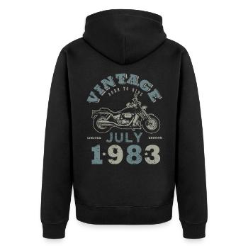 Born in July 1983 40 years old motorcycle - Unisex Premium Organic Zip Hoodie - black - Back - Nico (187cm)