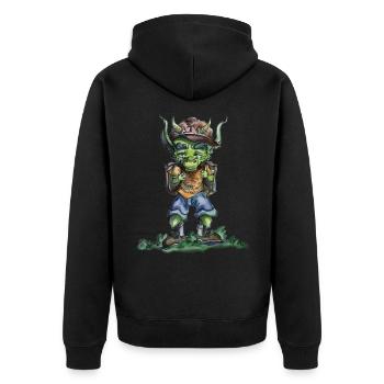 Dragon Going To School - Unisex Premium Organic Zip Hoodie - black - Back - Nico (187cm)