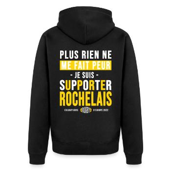 Rugby La Rochelle cadeau supporter Rochelais - Veste à capuche bio Premium Unisexe - noir - Dos - Nico (187cm)