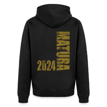Matura 2024 - Unisex Premium Bio Zip Hoodie - Schwarz - Hinten - Nico (187cm)