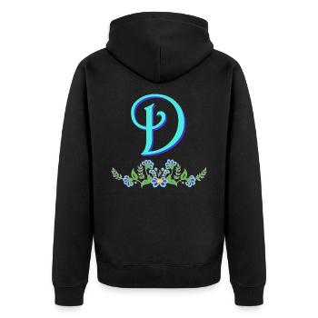 Flower Blue D - Unisex Premium Organic Zip Hoodie - black - Back - Nico (187cm)