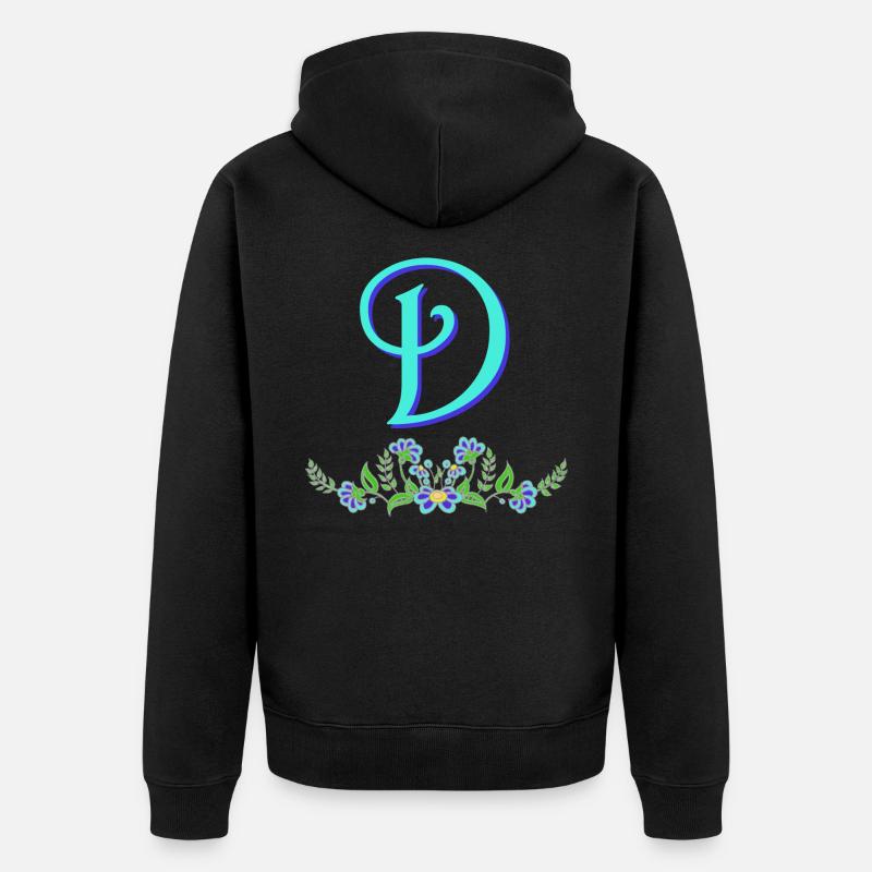 Fleur Bleu D - Veste à capuche bio Premium Unisexe - noir